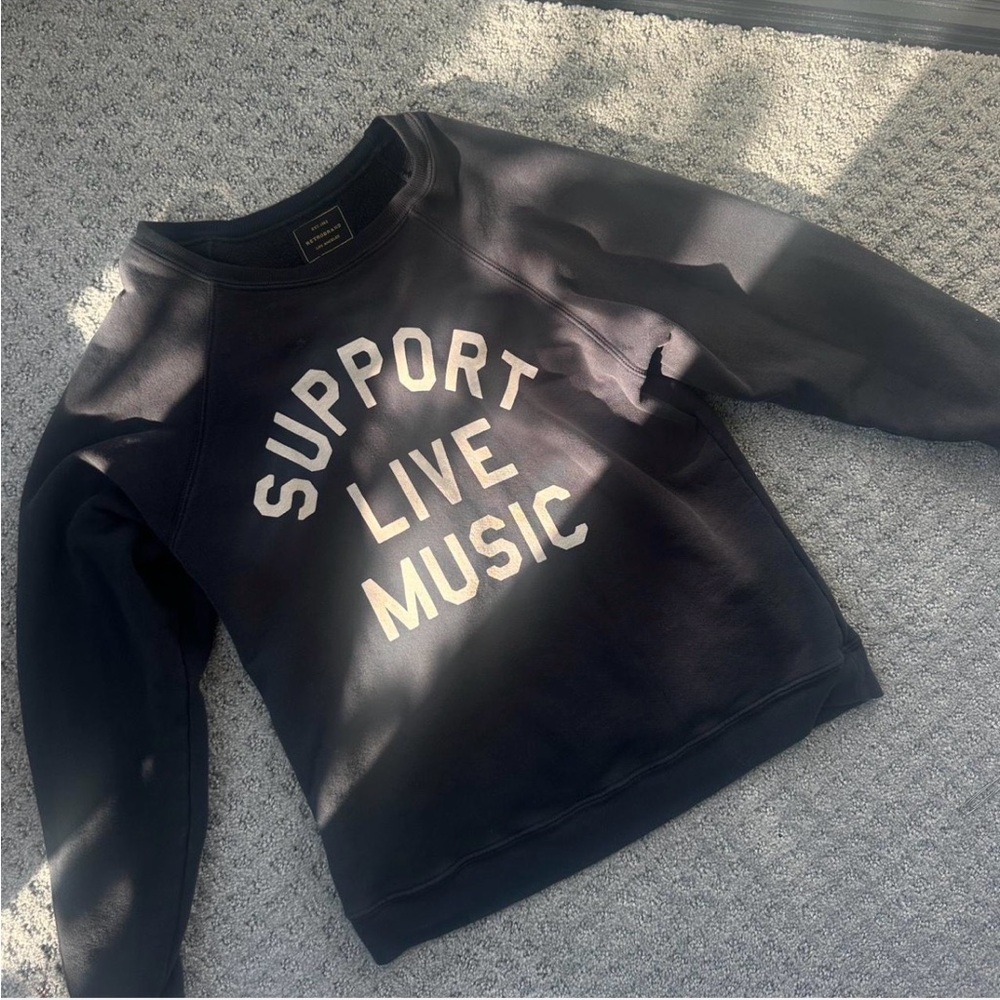 Original Retro Brand Black "Support Live Music" Crewneck Sweatshirt